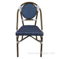 Navy Blue Bistro Wicker French Rattan Outdoor Chairs